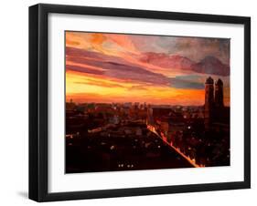 Munich Sunset with Church of Our Lady-Markus Bleichner-Framed Art Print