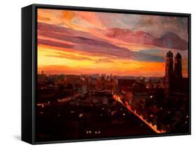 Munich Sunset with Church of Our Lady-Markus Bleichner-Framed Stretched Canvas