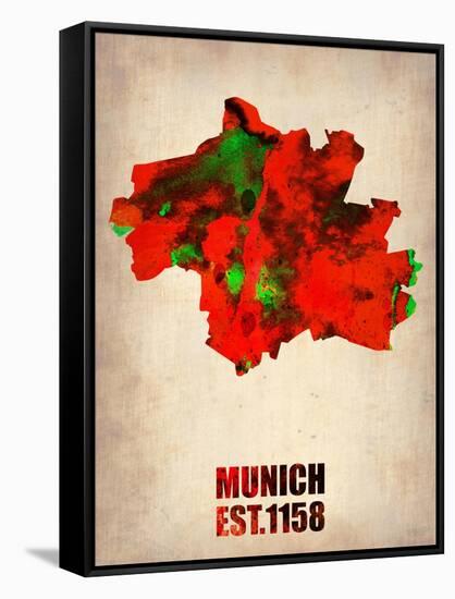 Munich Watercolor Map-NaxArt-Framed Stretched Canvas