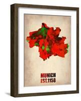 Munich Watercolor Map-NaxArt-Framed Art Print