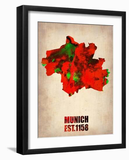 Munich Watercolor Map-NaxArt-Framed Art Print