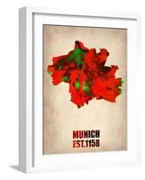 Munich Watercolor Map-NaxArt-Framed Art Print