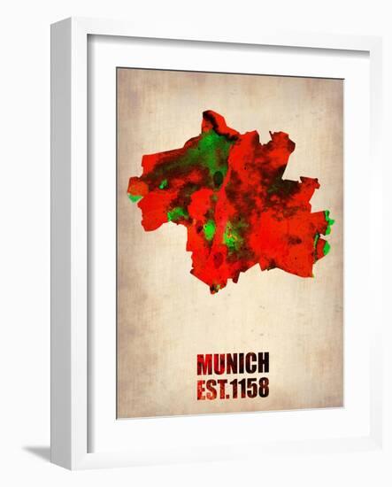 Munich Watercolor Map-NaxArt-Framed Art Print