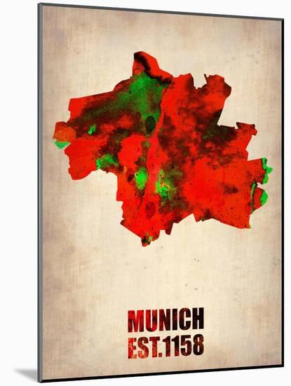 Munich Watercolor Map-NaxArt-Mounted Art Print