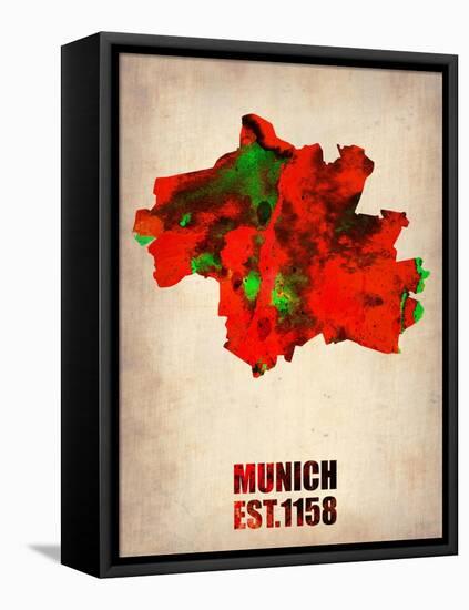 Munich Watercolor Map-NaxArt-Framed Stretched Canvas