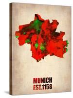 Munich Watercolor Map-NaxArt-Stretched Canvas