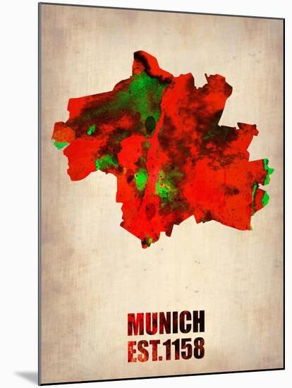 Munich Watercolor Map-NaxArt-Mounted Art Print