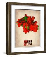 Munich Watercolor Map-NaxArt-Framed Art Print