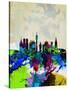 Munich Watercolor Skyline-NaxArt-Stretched Canvas