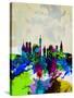 Munich Watercolor Skyline-NaxArt-Stretched Canvas