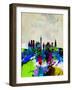 Munich Watercolor Skyline-NaxArt-Framed Art Print