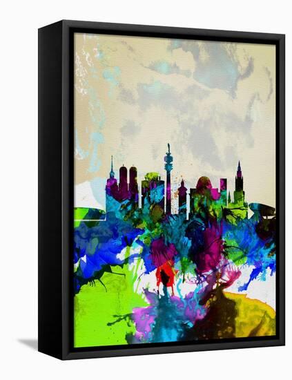 Munich Watercolor Skyline-NaxArt-Framed Stretched Canvas