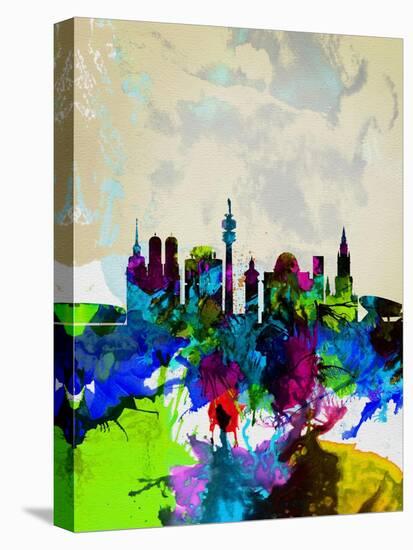 Munich Watercolor Skyline-NaxArt-Stretched Canvas