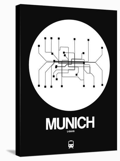 Munich White Subway Map-NaxArt-Stretched Canvas