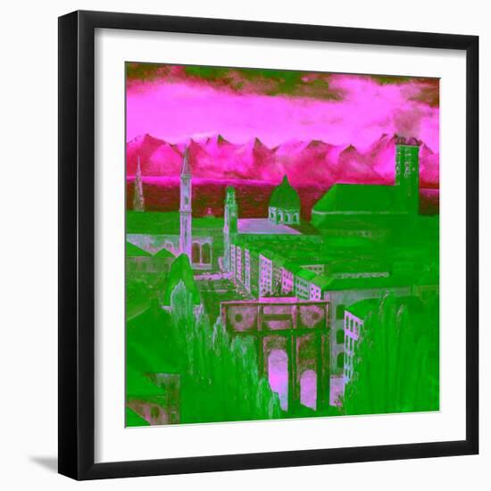 Munich with Blue Alps-Markus Bleichner-Framed Art Print