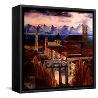 Munich with Leopoldstreet, Siegestor and Alps-Markus Bleichner-Framed Stretched Canvas