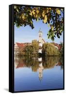 Municipal Church of Stadtkirche St. Laurentius, Nurtingen, Neckar River-Marcus Lange-Framed Stretched Canvas