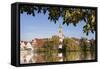 Municipal Church of Stadtkirche St. Laurentius, Nurtingen, Neckar River-Marcus Lange-Framed Stretched Canvas