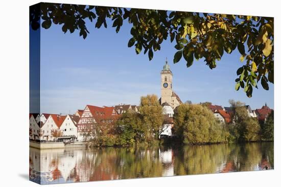 Municipal Church of Stadtkirche St. Laurentius, Nurtingen, Neckar River-Marcus Lange-Stretched Canvas