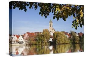 Municipal Church of Stadtkirche St. Laurentius, Nurtingen, Neckar River-Marcus Lange-Stretched Canvas