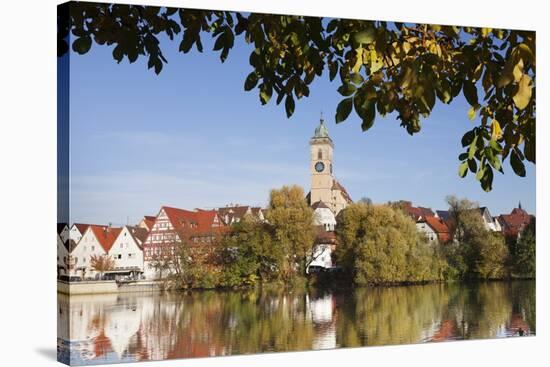 Municipal Church of Stadtkirche St. Laurentius, Nurtingen, Neckar River-Marcus Lange-Stretched Canvas