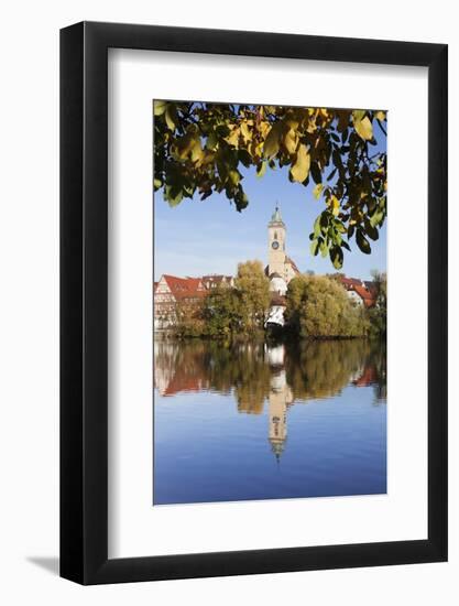 Municipal Church of Stadtkirche St. Laurentius, Nurtingen, Neckar River-Marcus Lange-Framed Photographic Print