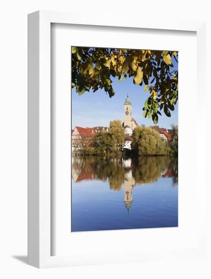 Municipal Church of Stadtkirche St. Laurentius, Nurtingen, Neckar River-Marcus Lange-Framed Photographic Print