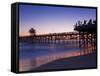 Municipal Pier at Sunset, San Clemente, Orange County, Southern California, USA-Richard Cummins-Framed Stretched Canvas