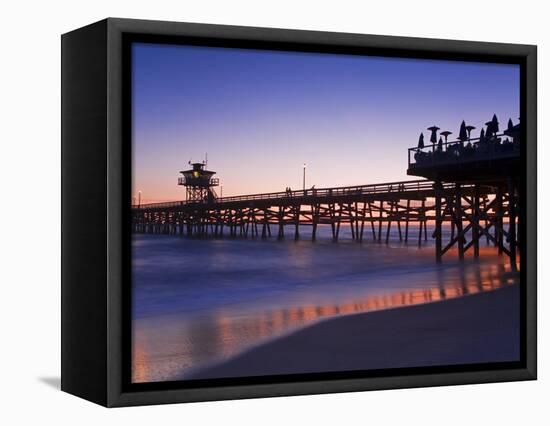 Municipal Pier at Sunset, San Clemente, Orange County, Southern California, USA-Richard Cummins-Framed Stretched Canvas