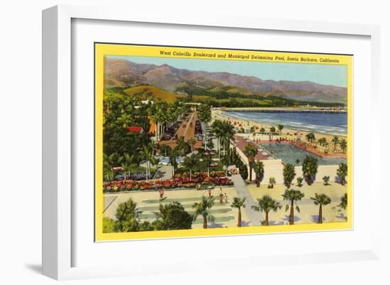 Municipal Swimming Pool, Santa Barbara, California-null-Framed Art Print