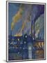 Munitions Factory at Night at the Beginning of World War One-Fritz Gartner-Mounted Art Print