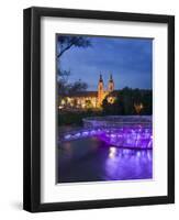 Mur Insel and Mariahilfkirche Church, Graz, Styria, Austria-Walter Bibikow-Framed Photographic Print