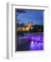 Mur Insel and Mariahilfkirche Church, Graz, Styria, Austria-Walter Bibikow-Framed Photographic Print