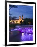 Mur Insel and Mariahilfkirche Church, Graz, Styria, Austria-Walter Bibikow-Framed Photographic Print