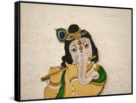 Mural Depicting Ganesha, a Hindu Deity, Inside City Palace, Udaipur, Rajasthan, India-Keren Su-Framed Stretched Canvas