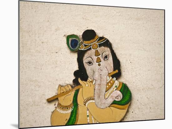 Mural Depicting Ganesha, a Hindu Deity, Inside City Palace, Udaipur, Rajasthan, India-Keren Su-Mounted Photographic Print