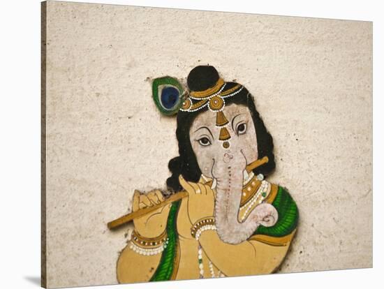 Mural Depicting Ganesha, a Hindu Deity, Inside City Palace, Udaipur, Rajasthan, India-Keren Su-Stretched Canvas