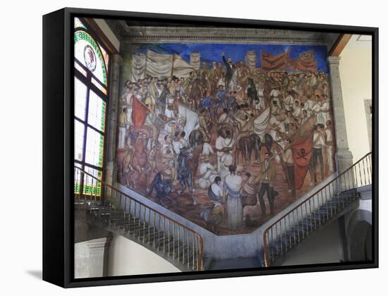 Mural, El Castillo De Chapultepec (Chapultepec Castle), Chapultepec Park, Chapultepec, Mexico City,-Wendy Connett-Framed Stretched Canvas