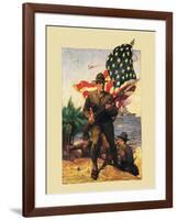 Mural Flag Marines-null-Framed Giclee Print