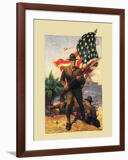 Mural Flag Marines-null-Framed Giclee Print