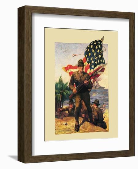 Mural Flag Marines-null-Framed Giclee Print