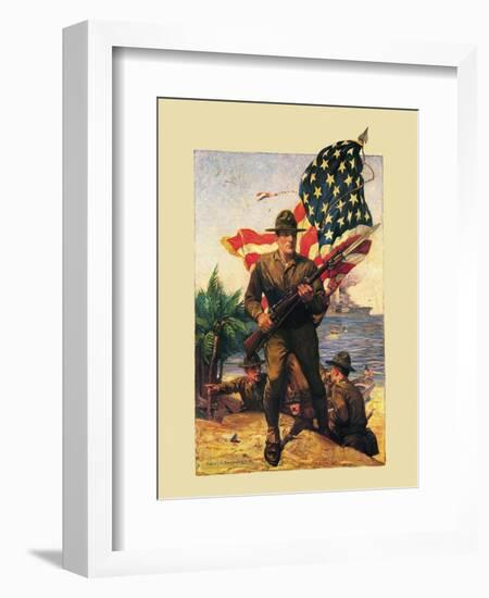 Mural Flag Marines-null-Framed Giclee Print