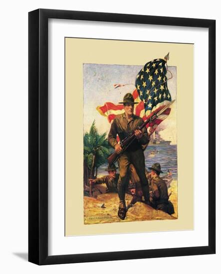 Mural Flag Marines-null-Framed Giclee Print