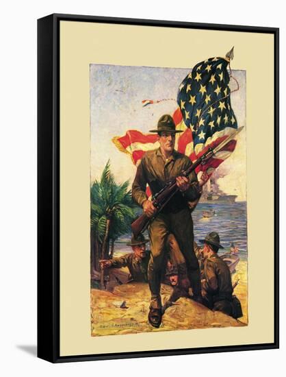 Mural Flag Marines-null-Framed Stretched Canvas