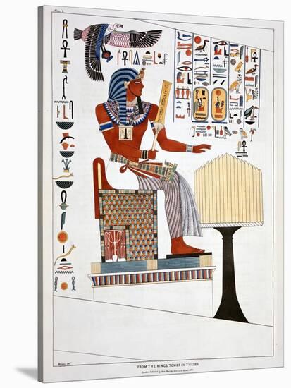 Mural from the Kings Tombs in Thebes, 1820-Giovanni Battista Belzoni-Stretched Canvas