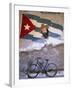 Mural of Camilo Cienfuergos on Wall Above a Bicycle, Havana, Cuba, West Indies, Central America-Lee Frost-Framed Photographic Print