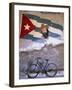 Mural of Camilo Cienfuergos on Wall Above a Bicycle, Havana, Cuba, West Indies, Central America-Lee Frost-Framed Photographic Print