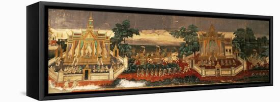 Mural of the Ramayana on Wall of the Royal Palace, Phnom Penh, Cambodia, Southeast Asia-Gavin Hellier-Framed Stretched Canvas