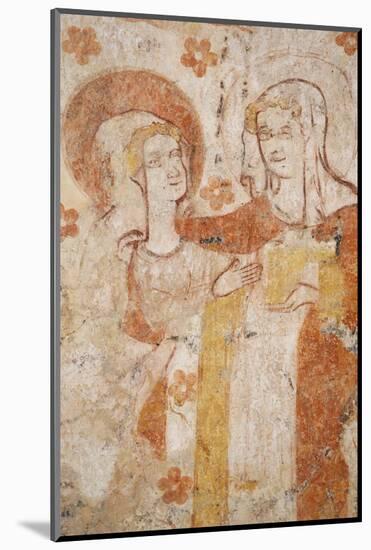 Mural of the Visitation Dating from the 12th to 16th Century in the Church of Moutiers-Godong-Mounted Photographic Print