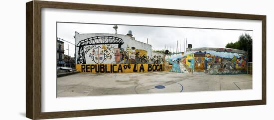 Mural Painted at Basketball Court, La Boca, Buenos Aires, Argentina-null-Framed Photographic Print